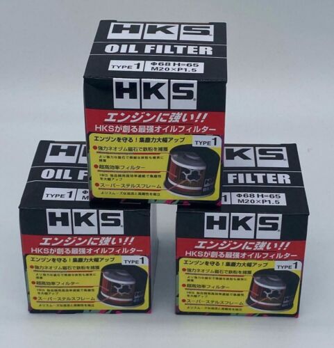 3X HKS Performance Oil Filters - Lancer Evo 1 2 3 4 5 6 7 8 9 10 4G63 4B11 Colt